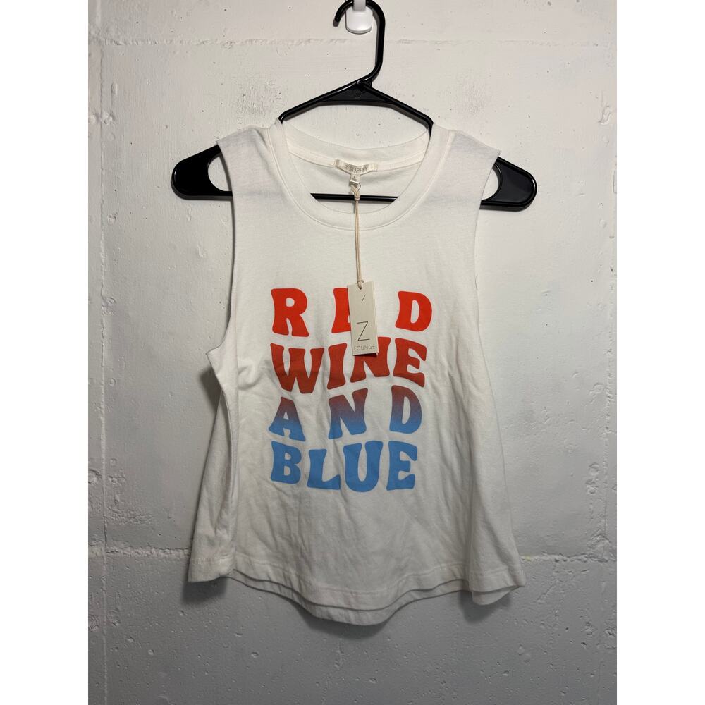 NEW Z Supply Red Wine and Blue Tank Top White Size Small